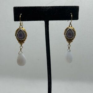 Elegant Gold and Purple Drop Earrings